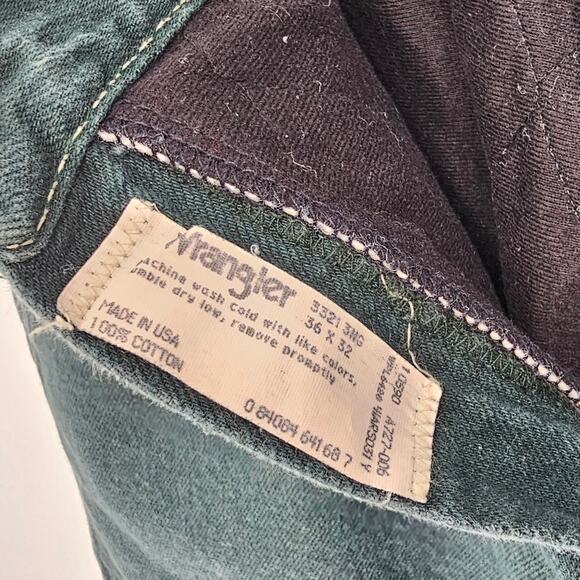Wrangler Green Denim Thermal Insulated Lined Rugged Outdoor Jeans Men 36x32 - Picture 5 of 8